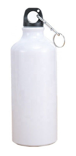 6 Botella Deportiva Blanca Aluminio 600ml (Caja Individual)