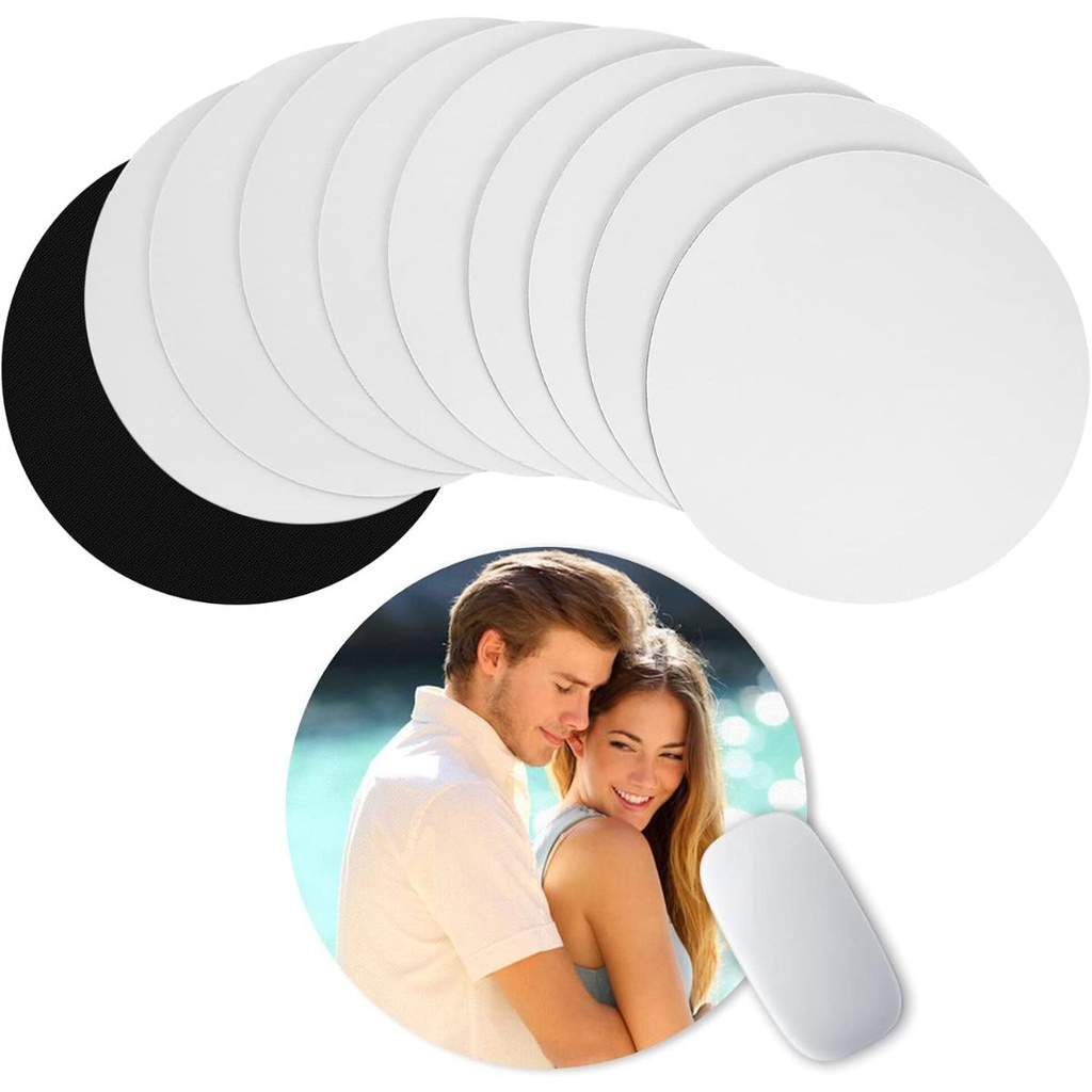 1 pack de 10 Mousepad Ciculares 20cm diametro x 3mm ELL